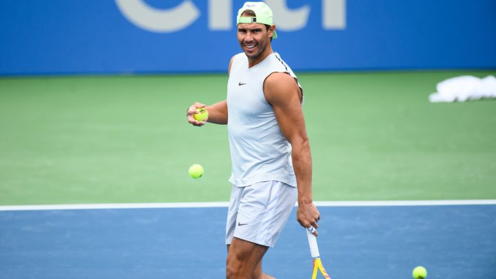 Rafa Nadal in a training session prior to the Citi Open