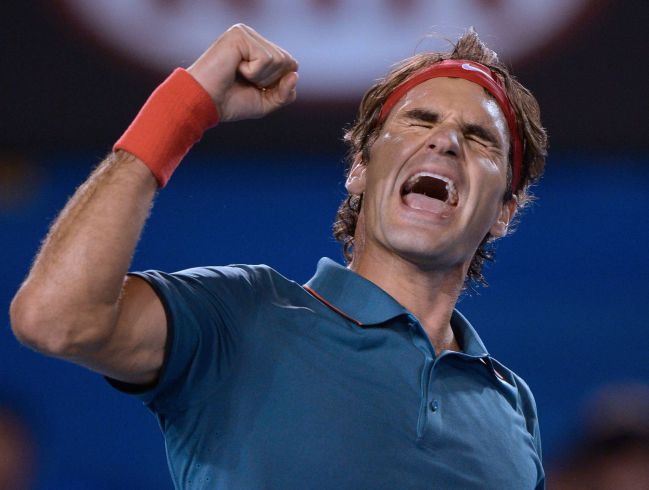 Roger Federer after his win against Andy Murray at the 2014 Australian Open.