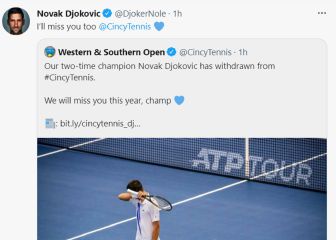 Djokovic también se da de baja en Cincinnati y volverá
en el US Open