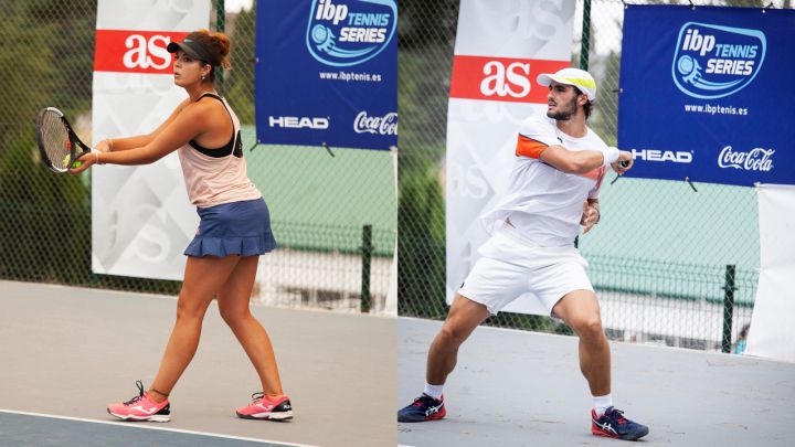 The winners of the XIX Colmenar Viejo Tennis Trophy - XI Open IBP Uniuso 2021, María José Luque (left) and Alejandro Moro (right).