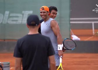 Rafa Nadal entrenando con Dani Rincón, campeón junior del US Open