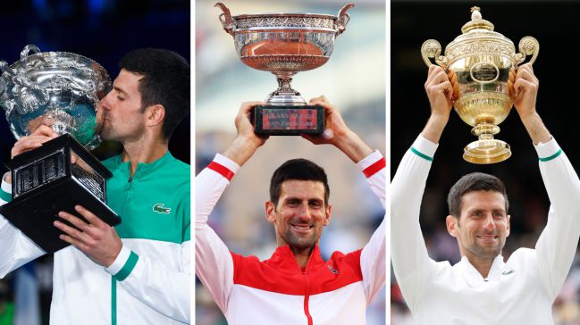 Los tres Grand Slams de Djokovic en 2021