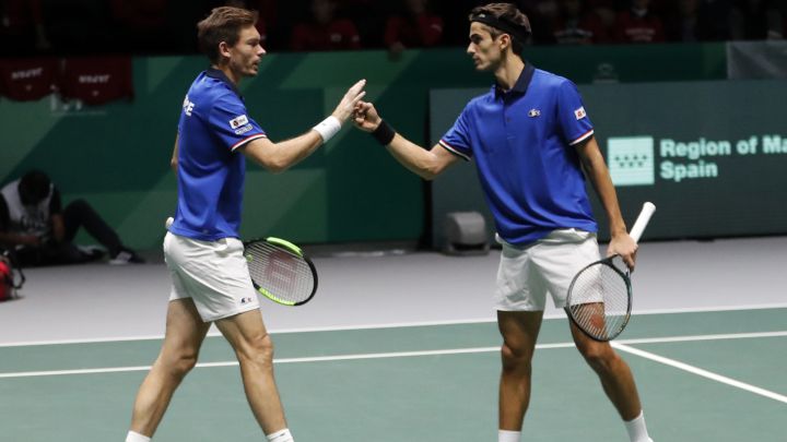 Nicolas Mahut and Pierre-Hugues Herbert, during the qualifying doubles match between France and Japan in the 2019 Davis Cup Finals.