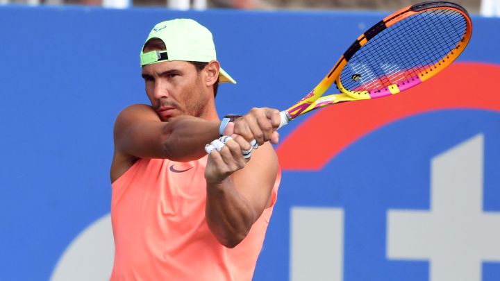 Spanish tennis player Rafa Nadal, during a training session at the Citi Open at the Rock Creek Tennis Center in Washington, DC. 