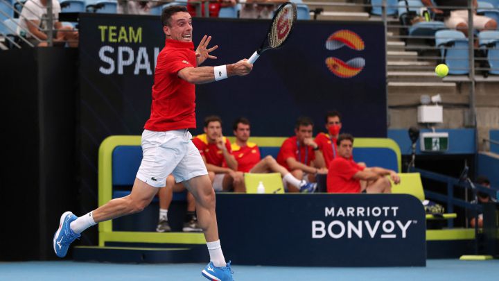 Tennis - ATP Cup - Sydney Olympic Park, Sydney, Australia - January 1, 2022 Spain's Roberto Bautista Agut in action during his group stage match against Chile's Cristian Garin REUTERS/Asanka Brendon Ratnayake