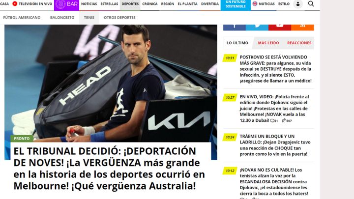 "Bajeza y vergüenza": los medios serbios ensalzan a Djokovic