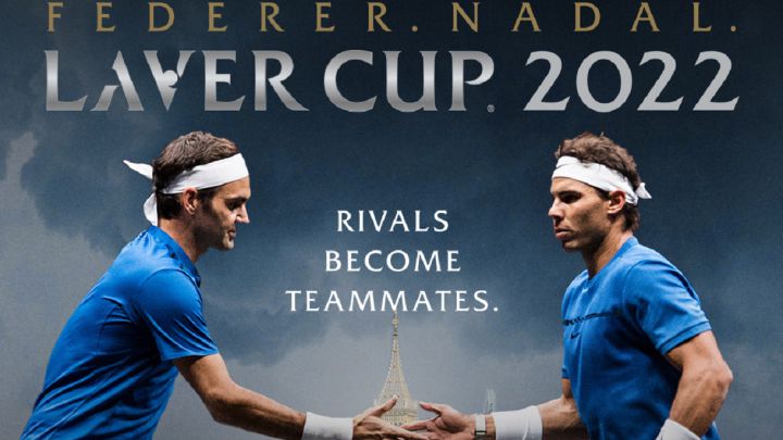 Promotional poster for the 2022 Laver Cup confirming the presence of Roger Federer and Rafa Nadal in the European team.