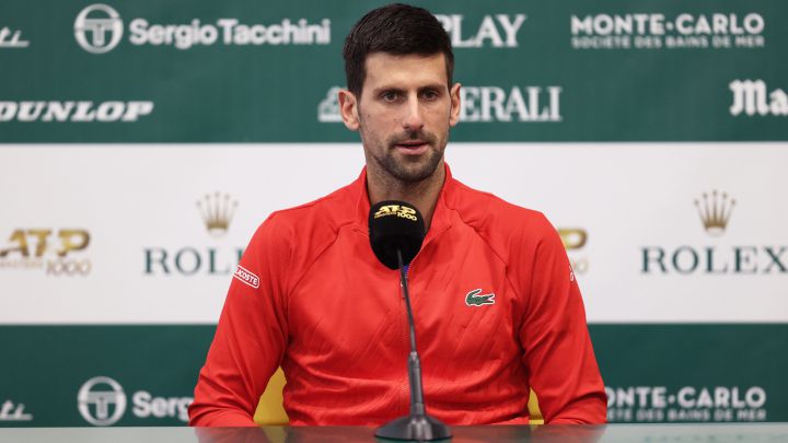 Novak Djokovic at a press conference prior to Monte Carlo..
