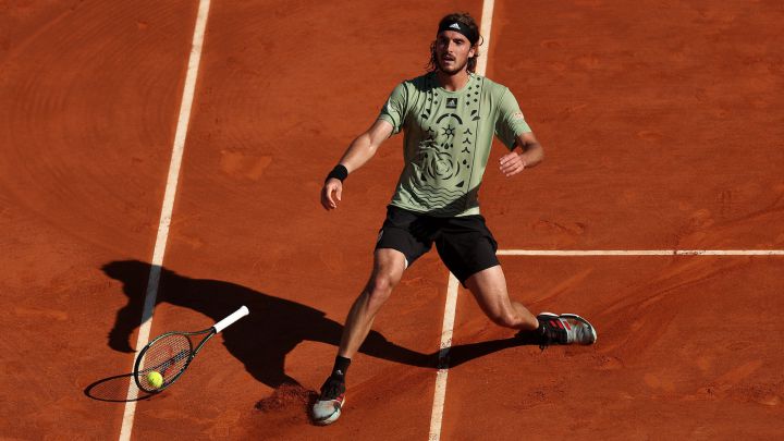 Greek tennis player Stefanos Tsitsipas celebrates his victory over Alejandro Davidovich in the final of the Rolex Monte-Carlo Masters, the Monte-Carlo Masters 1,000, at the Monte-Carlo Country Club.