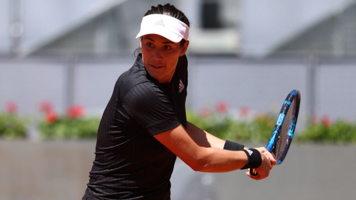 Garbine Muguruza of Spain practiced during her practice during the WTA match draw during the Mutua Madrid Open 2022 celebrated at La Caja Magica on April 26, 2022, in Madrid, Spain.  AFP7 04/26/2022 ONLY FOR USE IN SPAIN