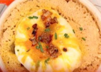 Manzana asada con espuma de gazpacho y huevo poché, el plato presentado por Paloma en MasterChef.