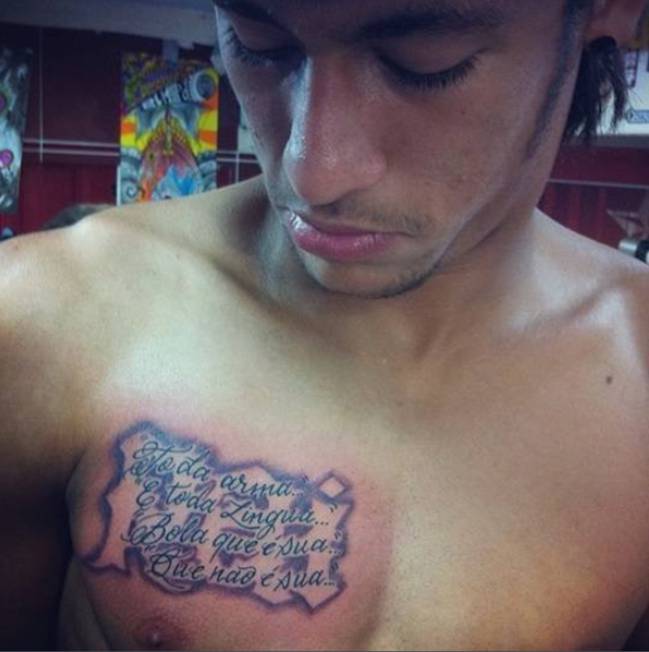 La frase motivacional y religiosa que se ha tatuado Neymar - Tikitakas