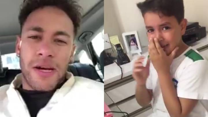 Neymar en un vídeo enviado a Matheus, el hijo del fallecido futbolista Paulo Júnior.