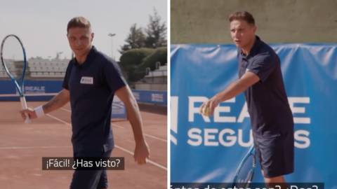 Joaquín la vuelve a liar con este show jugando al tenis: atentos al momentazo del saque