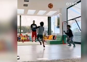 Practice makes perfect as Messi works on headers with son
