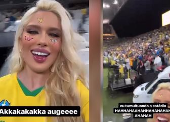 La novia de Militao la 'lía' así con la grada en el partido de Brasil: Karoline es una crack