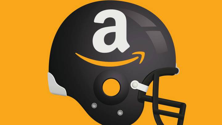 Ilustración de casco de football con logo de Amazon