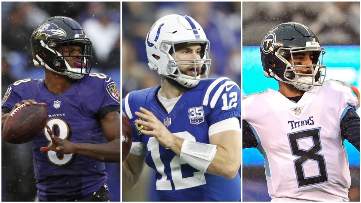 Lamar Jackson, Andrew Luck y Marcus Mariota
