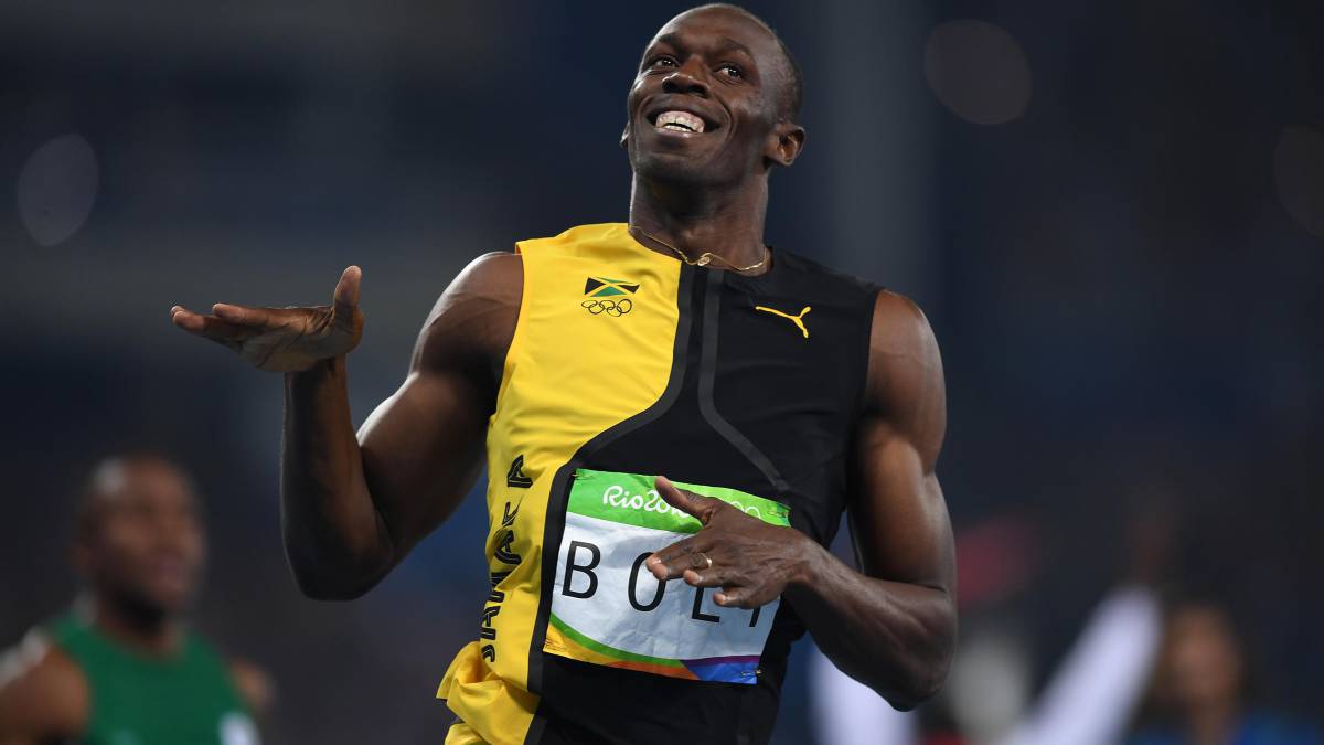Usain Bolt ganando una carrera de 100 metros en Río de Janeiro 2016