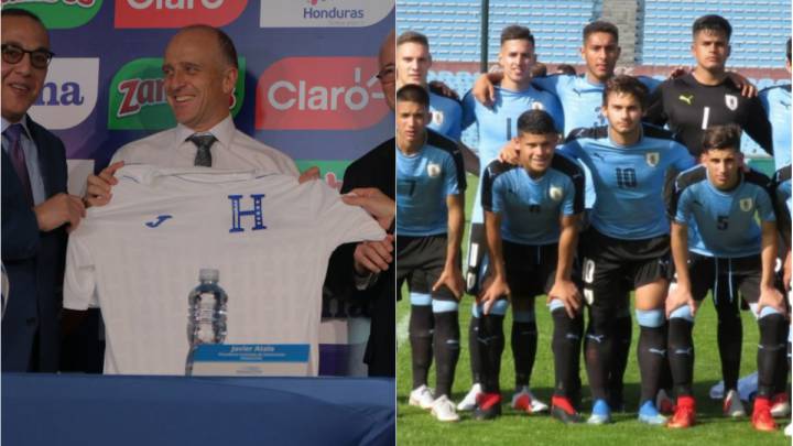 collage de Fabián Coito presentado como entrenador de la selección mayor de Honduras y de la selección de Uruguay sub-20