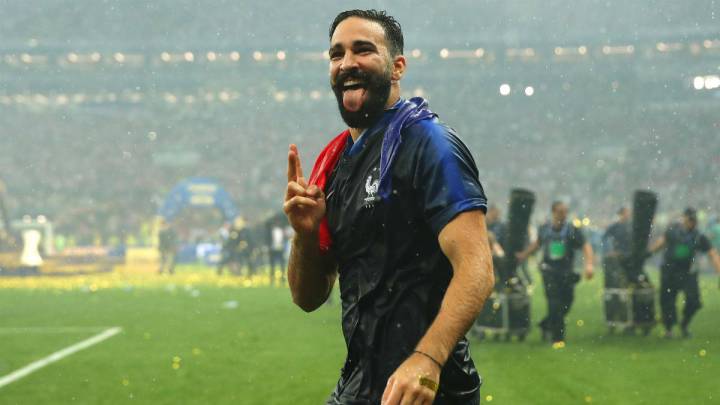 Adil Rami celebrating after becoming World Champion with France