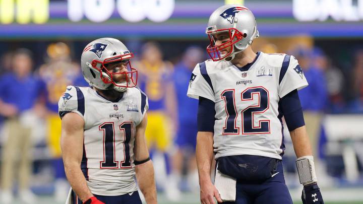 Julian Edelman y Tom Brady en Super Bowl LIII