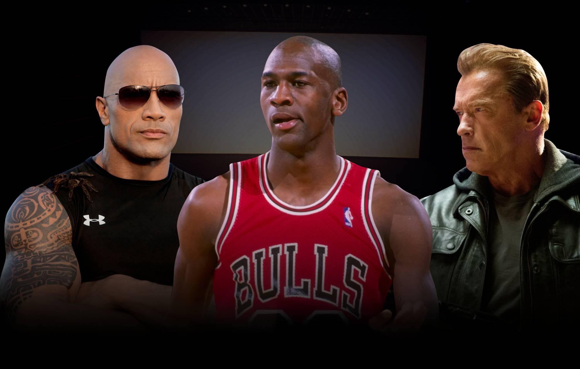 Dwayne Johnson, Michael Jordan y Arnold Schwarzenegger