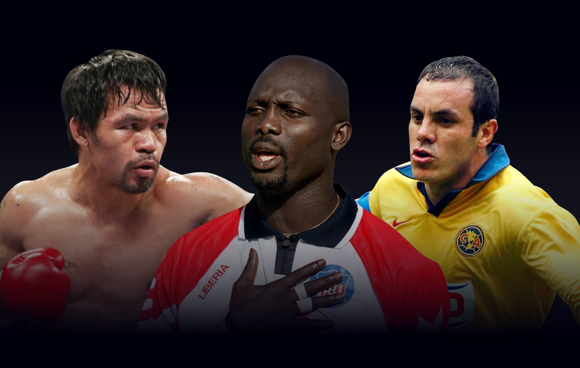 Manny Pacquiao, George Weah y Cuauhtémoc Blanco