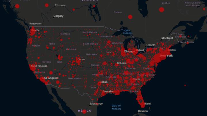 Mapa de casos y muertes por coronavirus por estado en USA: 29 de marzo