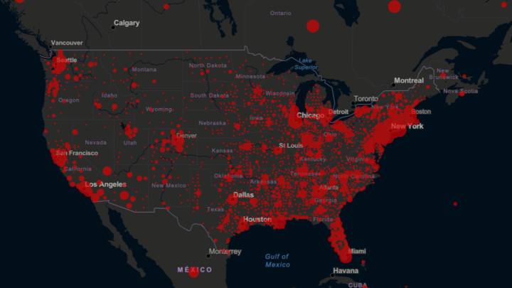 Mapa de casos y muertes de coronavirus por estados en USA; 30 de marzo