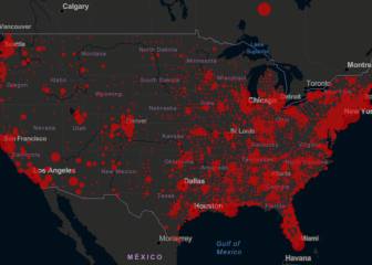 Mapa de casos y muertes por estado de coronavirus en USA, 31 de marzo