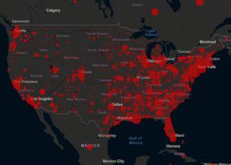 Mapa de casos y muertes por estado por coronavirus en USA