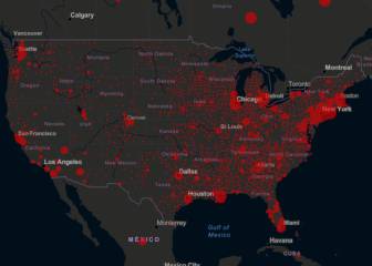 Mapa de casos y muertes por coronavirus por estados en USA