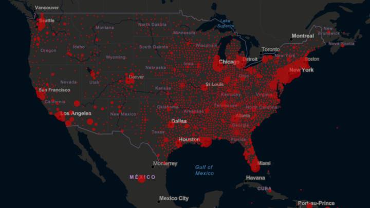 Mapa de casos y muertes por estado de coronavirus en USA; 7 de abril