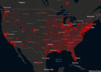 Mapa de casos y muertes por estado de coronavirus en USA, 9 de abril