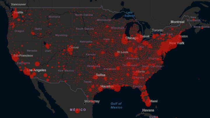 Mapa de casos y muertes de coronavirus por estado en USA, 11 de abril