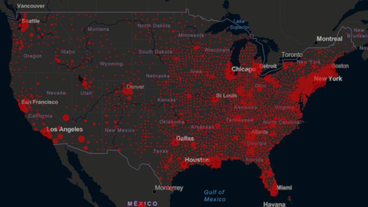 Mapa de casos y muertos por estados de coronavirus en USA; 14 de abril