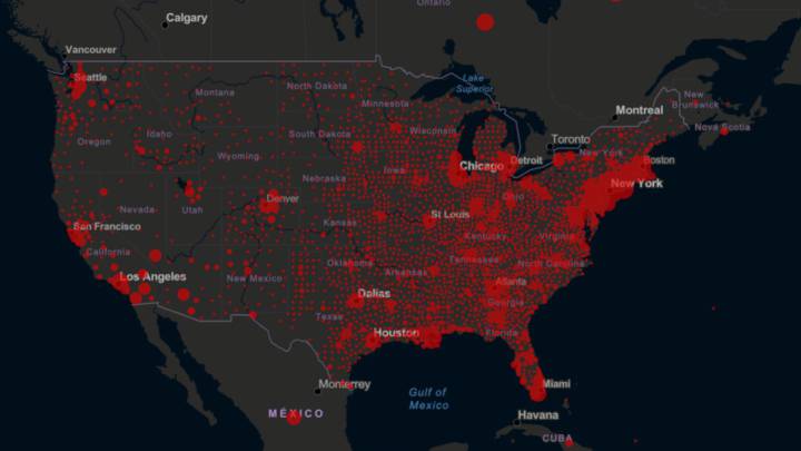 Mapa de casos y muertes de coronavirus por estado en USA; 19 de abril