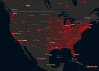 Mapa de casos y muertes por coronavirus en USA; 20 abril