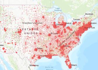Casos y muertes por estado de coronavirus en USA; 25 de abril