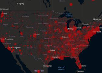Casos y muertes por estados de coronavirus en USA; 26 abril