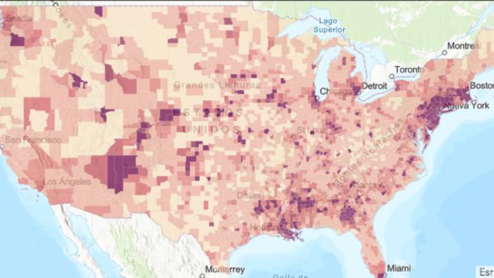 Mapa de casos y muertes por estado de coronavirus en USA; 2 de mayo