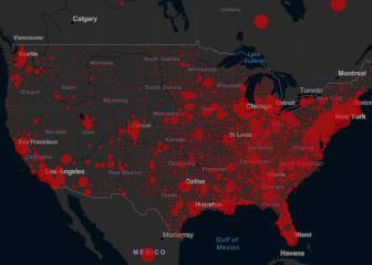 Casos y muertes por estado de coronavirus en USA; 5 mayo