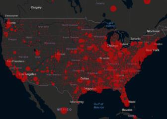 Casos y muertos por estados de coronavirus en USA; 6 mayo