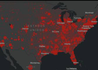 Casos y muertos por estado de coronavirus en USA; 7 de mayo