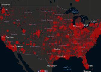 Casos y muertes por estados de coronavirus en USA; 9 mayo