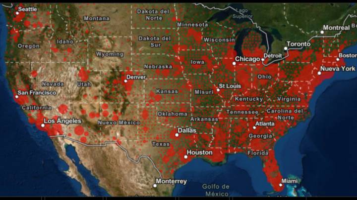 Mapa de casos y muertos por estado de coronavirus en USA; 12 de mayo