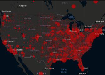Casos y muertos por estados de coronavirus en USA; 13 mayo