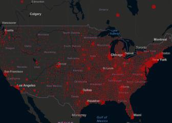 Casos y muertos por estados de coronavirus en USA; 18 mayo