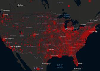 Casos y muertos por estados de coronavirus en USA; 20 mayo